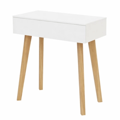 Toaletka / konsola "LENA" biała mat 75cm, bukowe nóżki